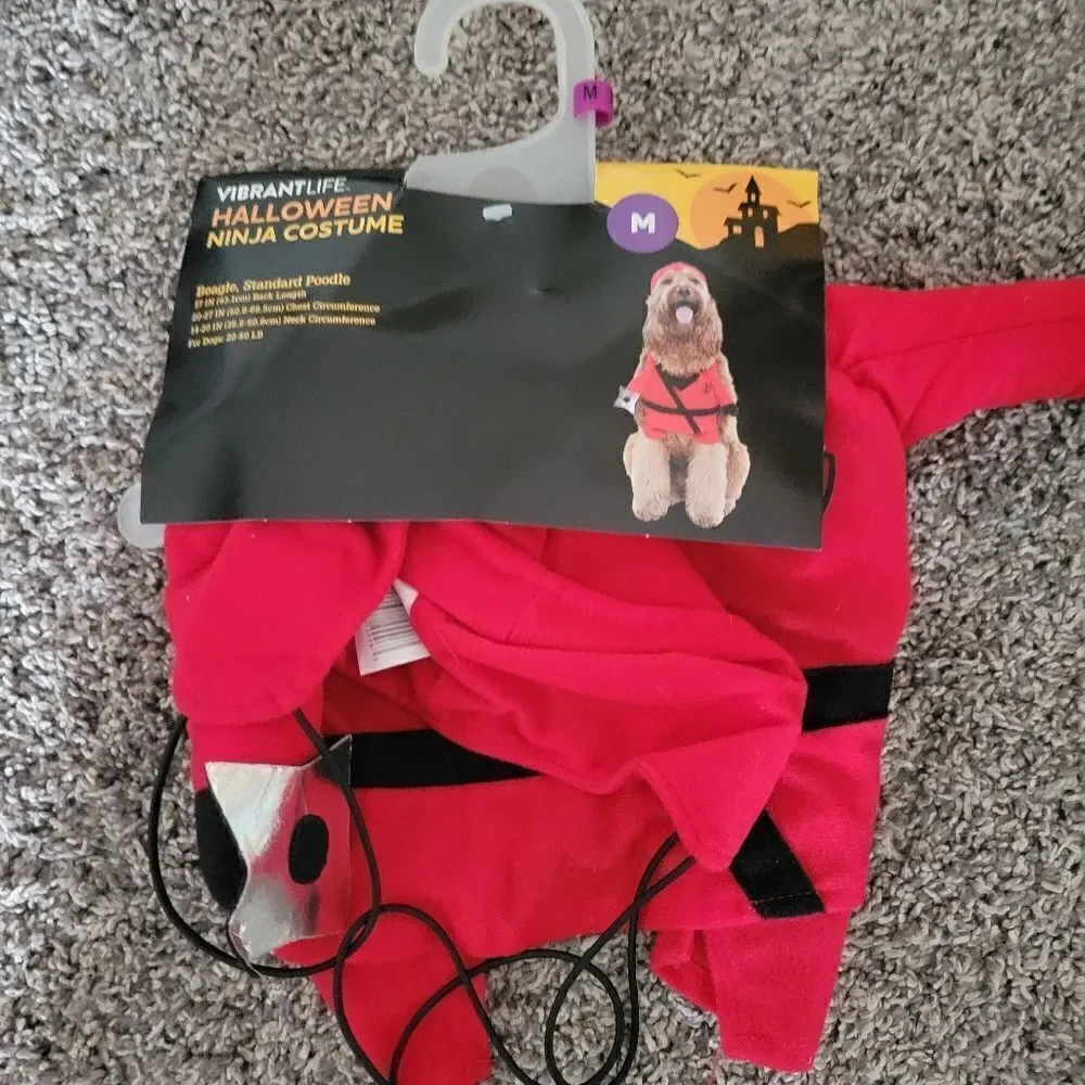Vibrant Life Red Black Halloween Ninja Dog Costume Size Medium NWT